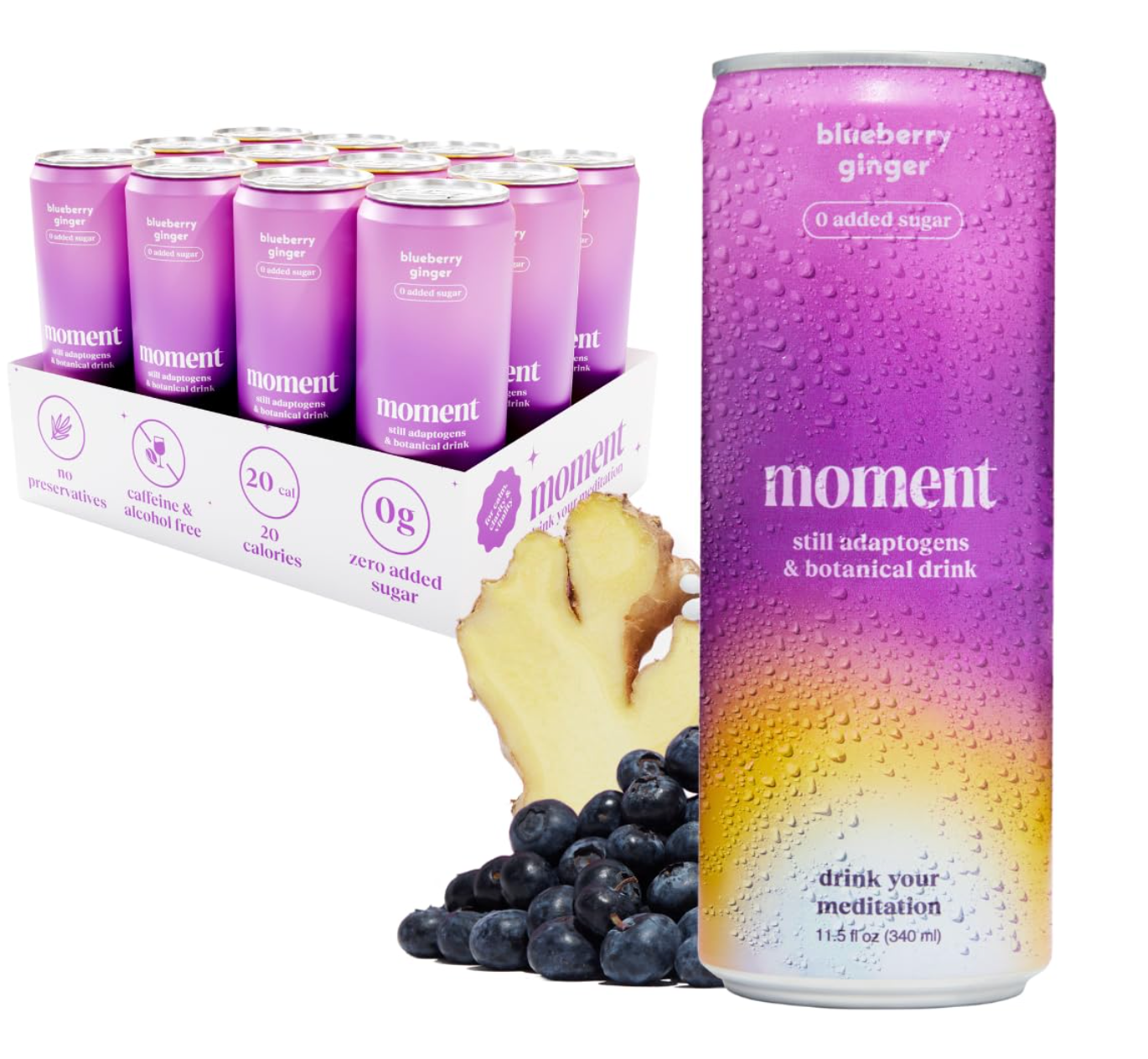 Moment Adaptogen Drink – Blueberry Ginger (12-Pack)