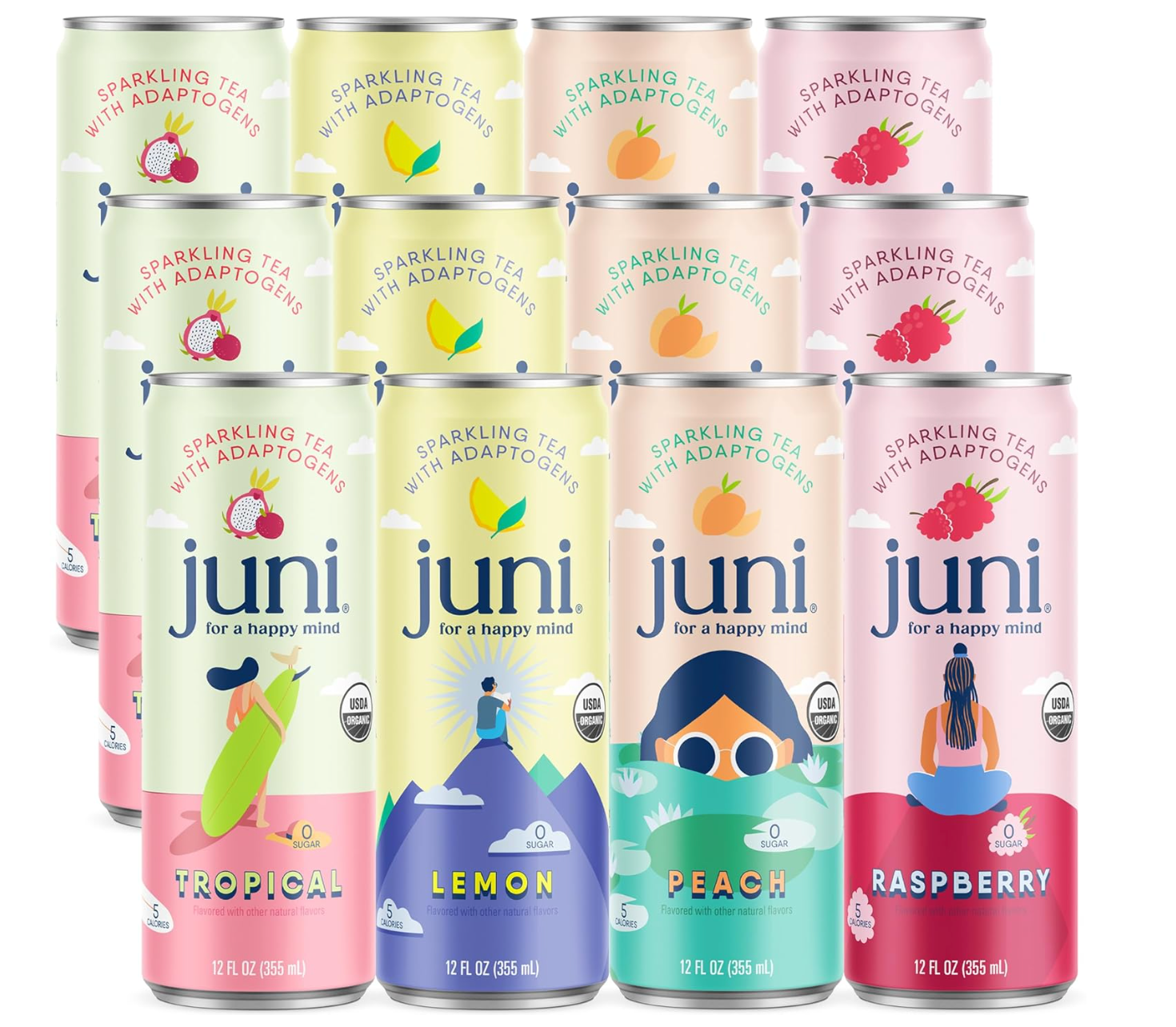 Juni Sparkling Adaptogen Drink – Variety Pack (12 Cans)