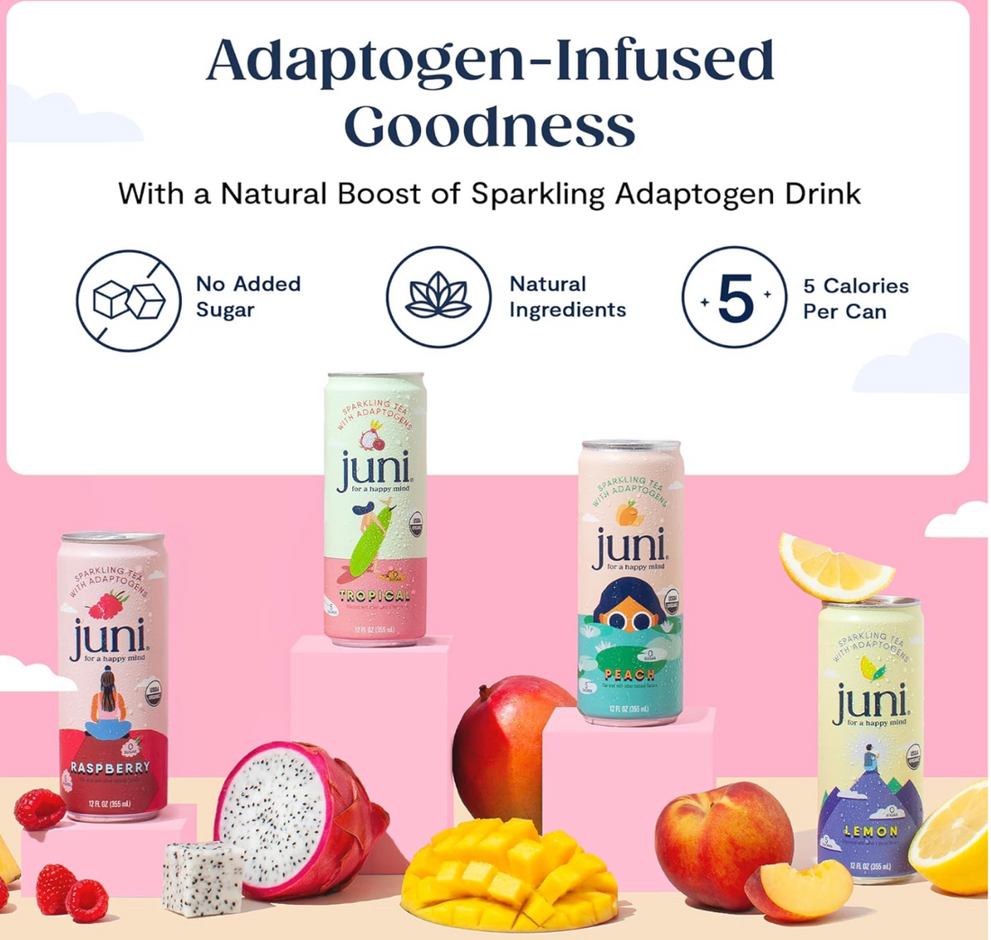 Juni Sparkling Adaptogen Drink – Variety Pack (12 Cans)